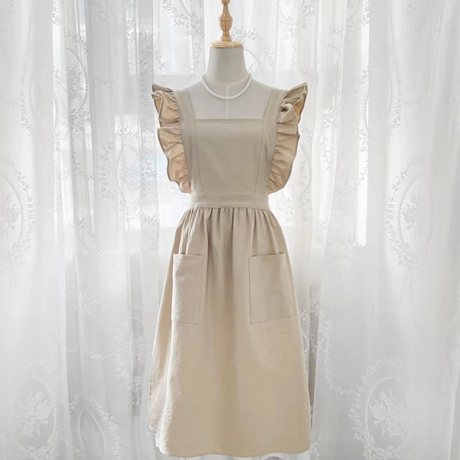 

Розовый Кухонный Фартук С Перекрестными Завязками На Спине, Оборками И Карманом Для Шеф-повара, Садовых Работ