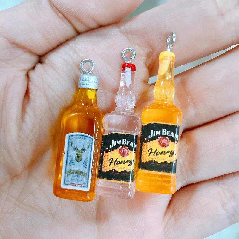 

10 детской популярной мини-бутылки вина, подвески из смолы, «сделай сам», забавные бутылки для напитков, подвески для сережек, ювелирные аксе...