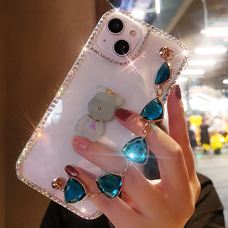 

Gem Bracelet Bracelet Protective Case For Iphone 11 12 13 Bear Frosted Phone Case For Iphone 13 12 11 Pro Max Mobile Phone Case