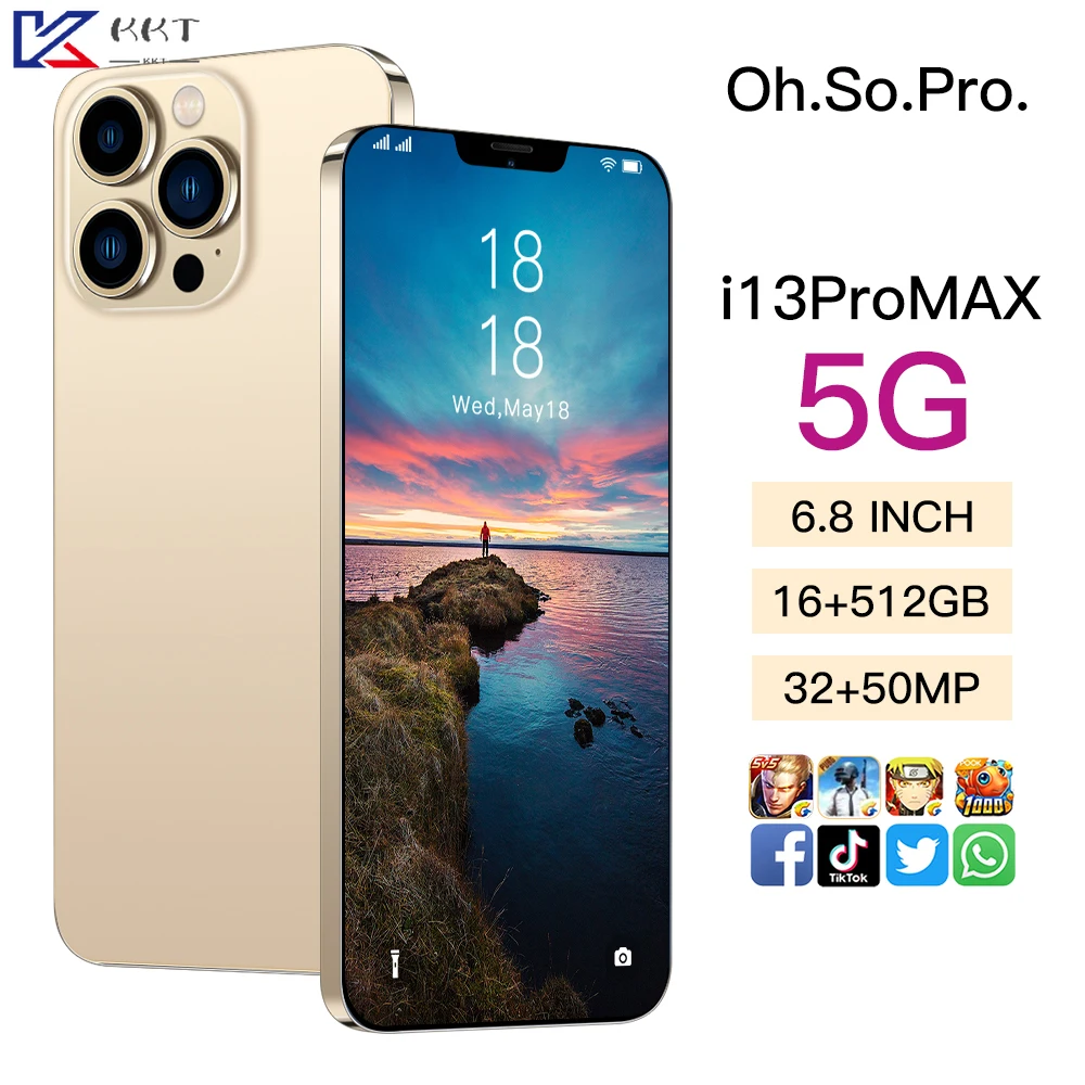 

[World Premiere] i13proMax Smartphone 6.8Inch HD+Full Display Android 11 Dual SIM 16GB+512GB 6800mAh Mobile Phone Global Version