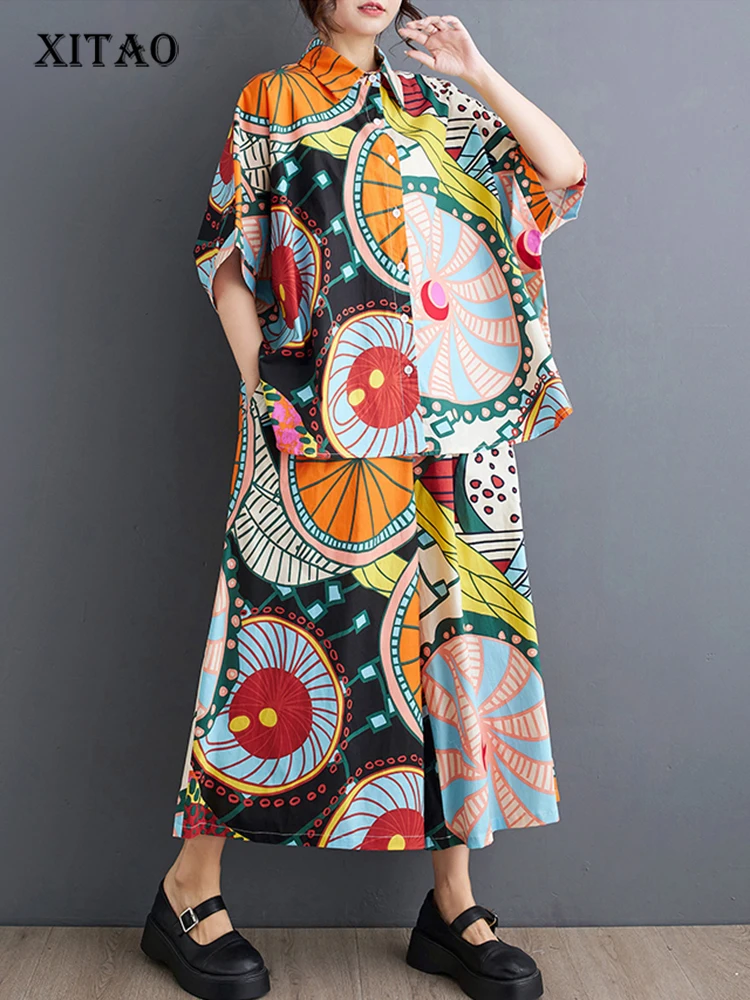 Комплект из двух предметов XITAO WLD20147 Женский модная рубашка свободного покроя с