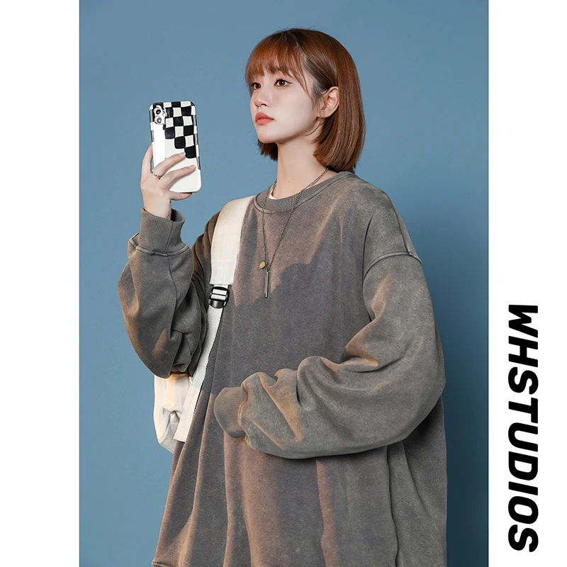 

Privathinker Japanese Y2K Women Sweatshirts Washed Vintage Loose Hoodies Round Neck Harajuku Hip Hop Female Autumn Pullovers