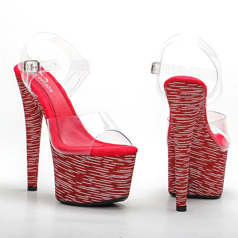 Leecabe 7Inch/17cm PVC upper  Women's Platform Sandals Pole Dancing Shoes  High Heels Shoes party high heel shoes
