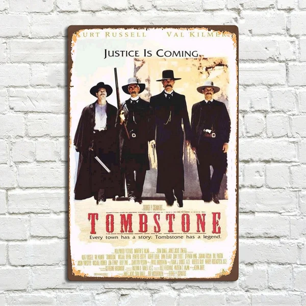 

Надгробие «Справедливость близится», плакат по фильму, Оловянная фотография, Декор стены коридора, вывеска металлическая пластина 12*8 дюймо...