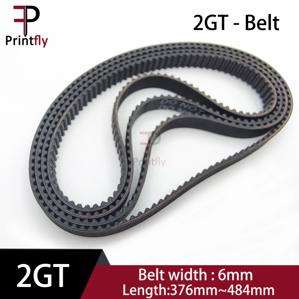 

Printfly 2GT 2M GT2 Timing belt Pitch length 376/380/386/390/392/396/400/410/420/426/430~468/480/484 Width 6mm Rubber closed