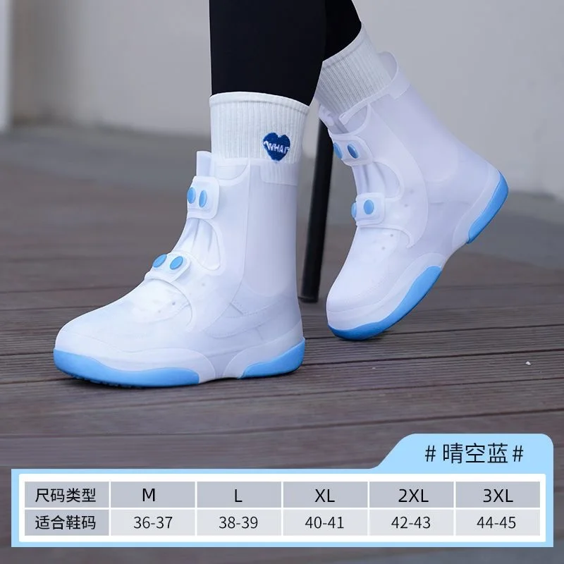 Big Open Mouth Waterproof Shoe Covers Double Bottom TPE Non-slip Durable Overshoes Designer Button Galoshes Shoe Accessories