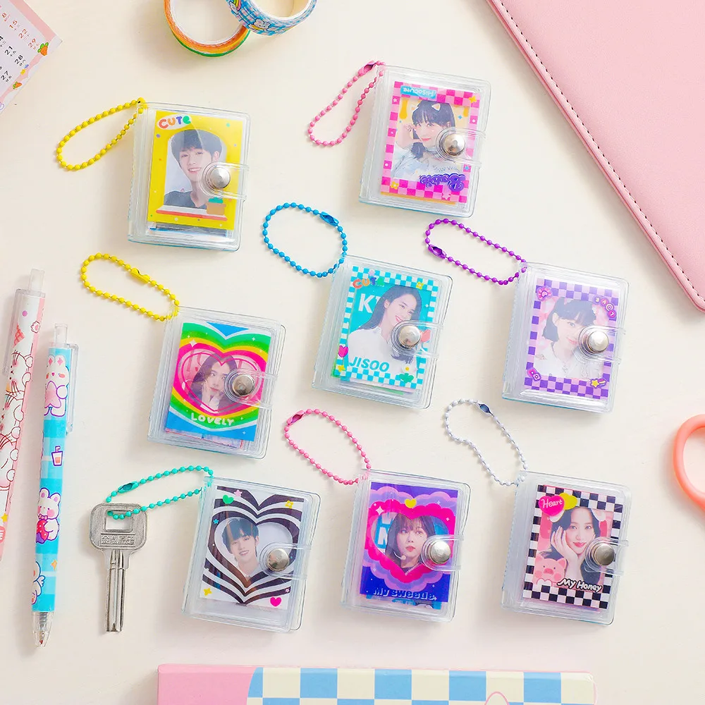 

Mini 1 2 Inch Idol открытка фотоальбом прозрачный ПВХ открытка альбом Kawaii Love Heart фотография альбом для фотоаппарата Instax держатель для карт чехол