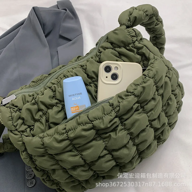 2024Новая плиссированная сумка-облако с несколькими карманами на плечо