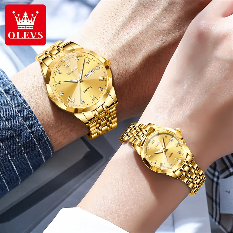

OLEVS 9931 New Fashion Couple Men And Ladies Watch Top Brand Luxury Creative Steel Wristwatch Valentine Quartz Waterproof Clock