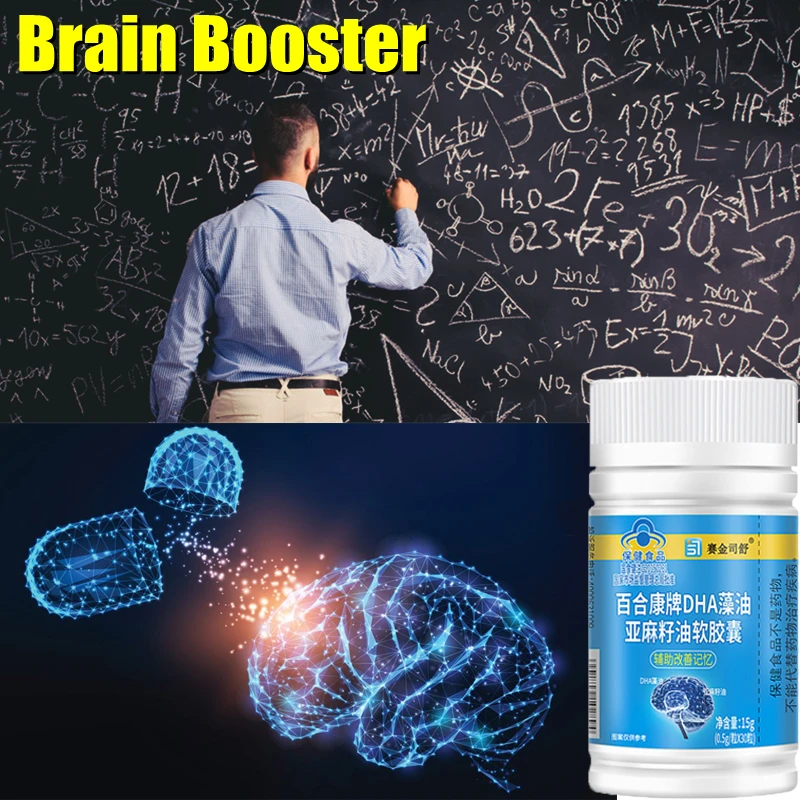 

Nootropic Brain Booster DHA Algae Oil, DMAE, Flaxseed Oil Enhance Focus Improve Memory Mental Enhancement for Neuro Energy & IQ