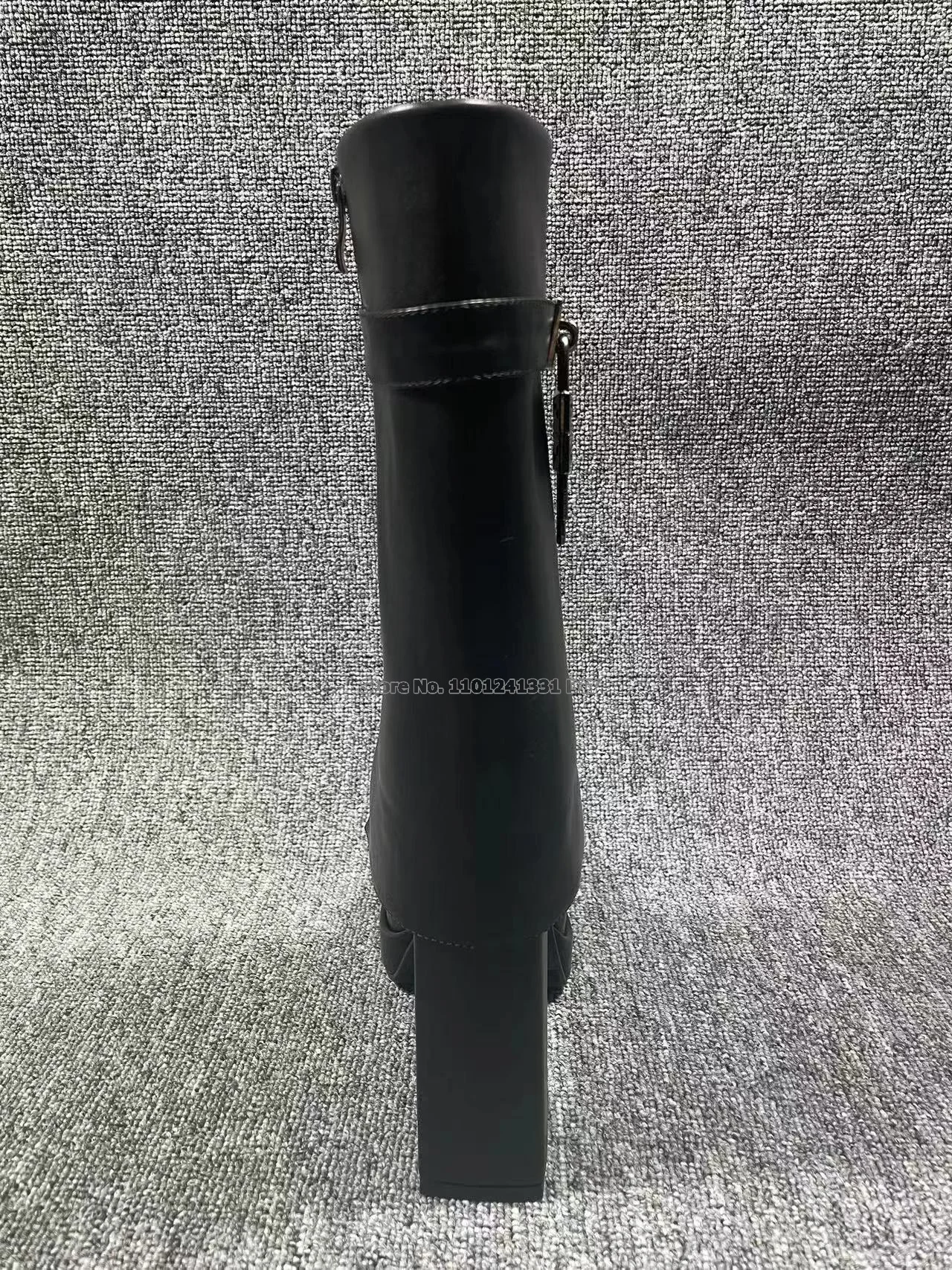 Woman Black Leather Thick Platform Mid-calf  Boots Women Winter Concise New Botas Chunky High Heel Female