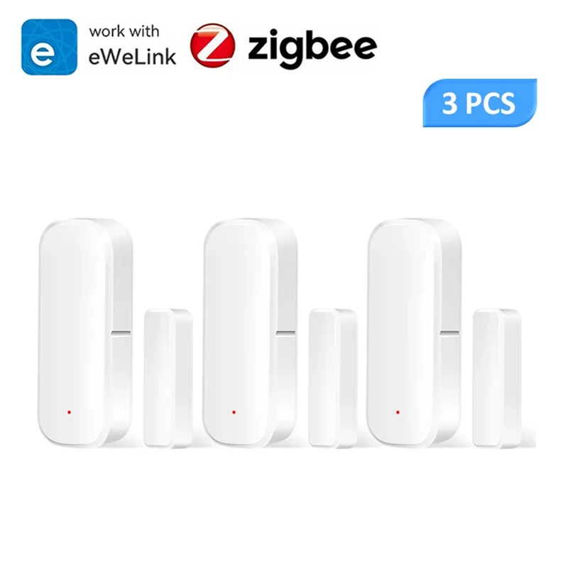 

Zigbee умный датчик двери, окна, магнитная охранная сигнализация, удаленный монитор для записи, приложение eWeLink, Alexa Google Home Assistant, 2-8 шт.