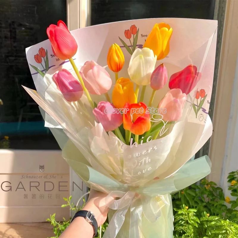 

10Pcs tulips artificial flowers artificial flowers wedding mother's Day proposal bouquet decoration family garden decoration