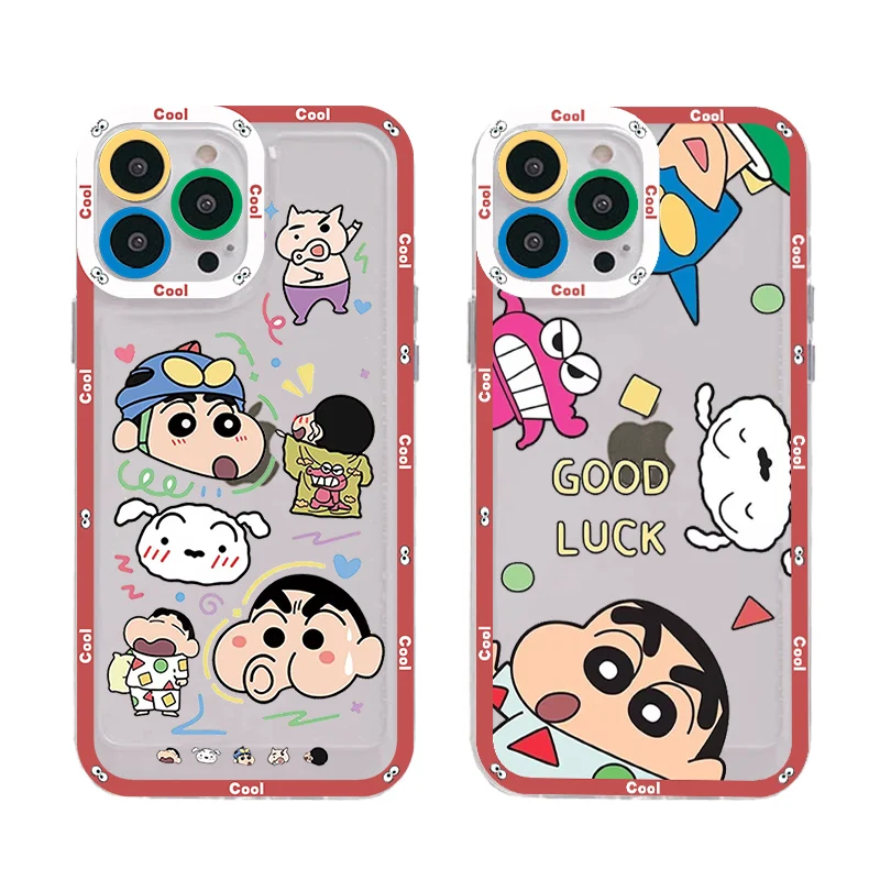 

Cartoon C-Crayon Shin-chan Phone Case For IPhone 14 13 12 11 Pro Max Mini X Xs XR 6 7 8 Plus SE 2020 Transparent Case