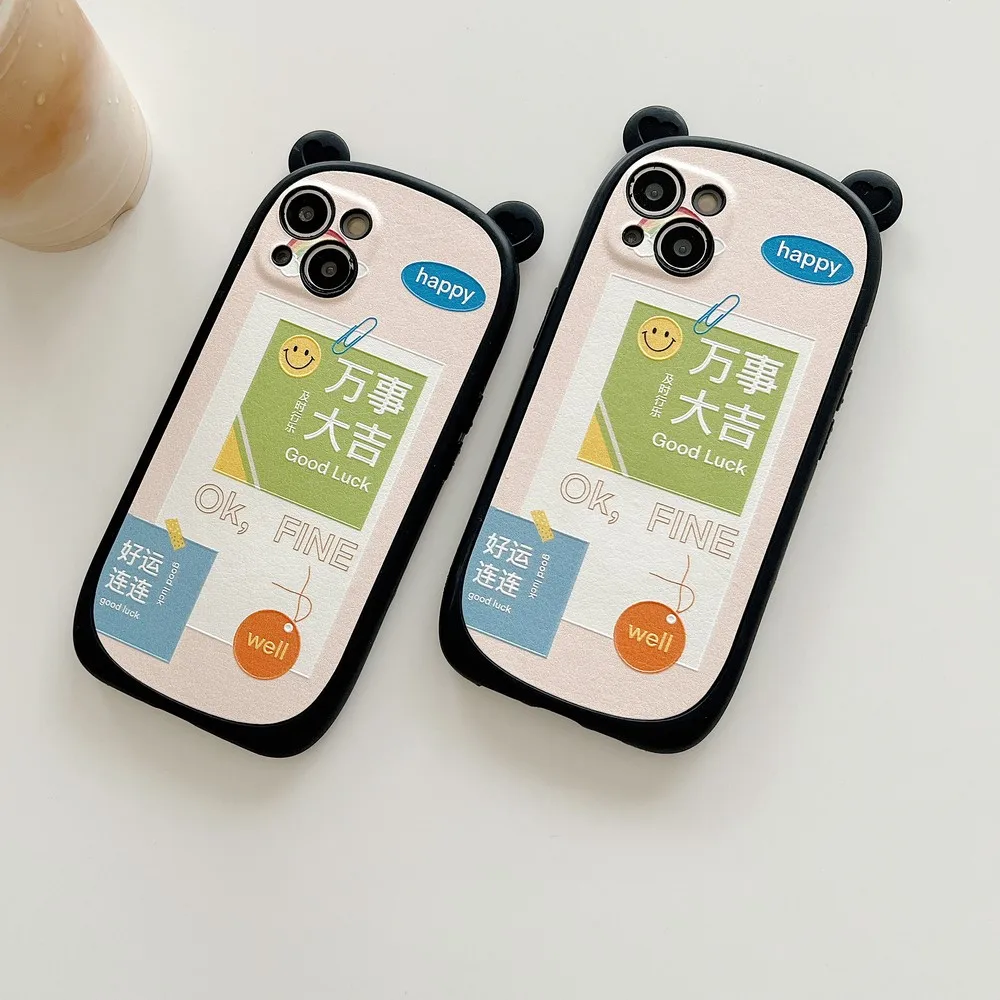 

Everything Will Be Fine Pattern Bear Ear Case For iphone 13ProMax 13 12 12Pro 11ProMax 11 XS X XR XSMAX Soft Shell