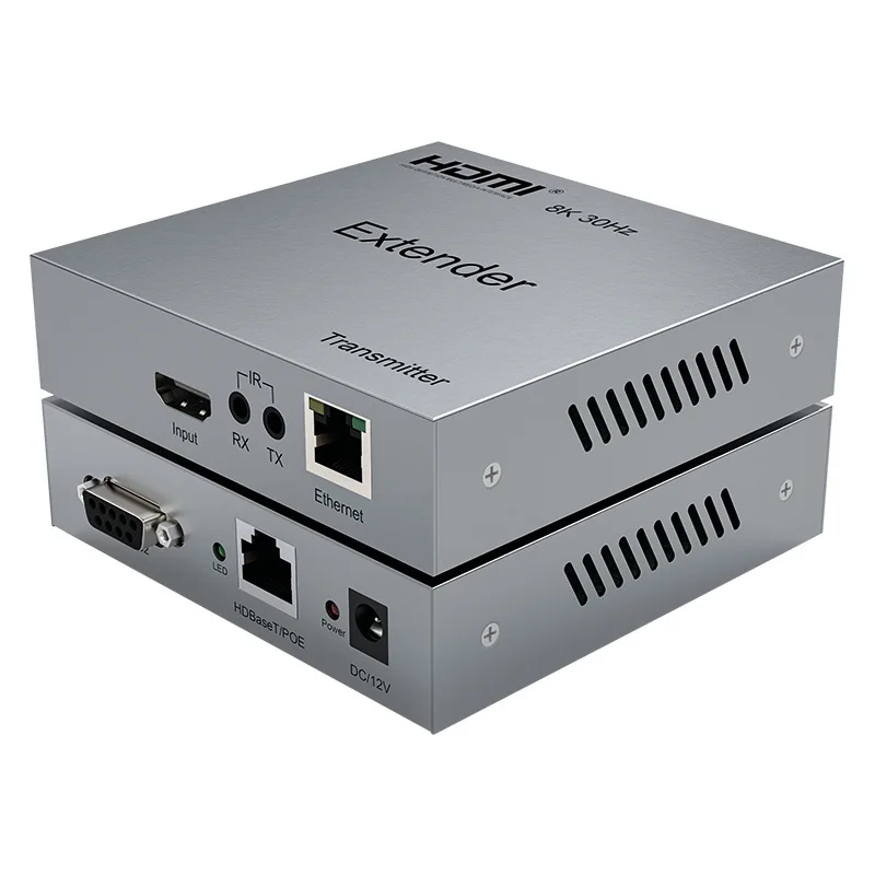 Фото Удлинитель HDMI 8K HDBaseT 4K 120 Гц с поддержкой POE, передача данных по кабелю Cat6/6A на 100 м, совместимость с HDCP2.3, VRR, RS232, HDR10, Dolby DTS №1