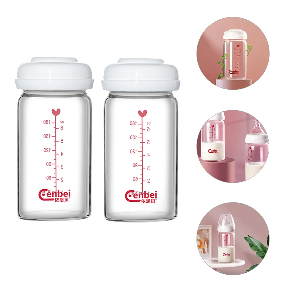 

2pcs Glass Breast Fresh Keeping Bottles Breast Storage Bottle