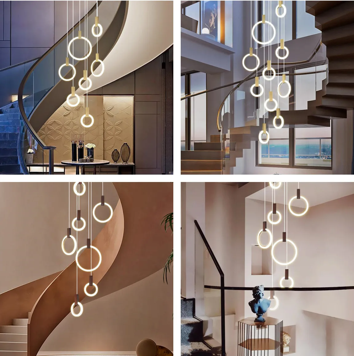 Nordic  Modern Style Luxury Hanging Lamp LED Acrylic Pendant Lights Interior Lighting Fixtures For Stairs Villas Multiple Lamps