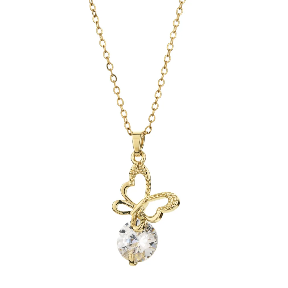 

Vintage Butterfly Crystal Pendant Necklace for Women Stainless Steel Chain Choker Necklaces Female Trend Neck Aesthetics Jewelry