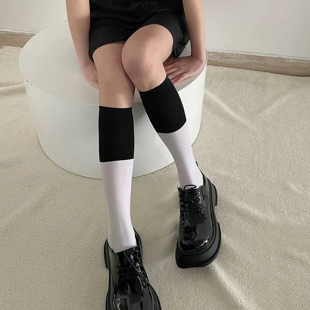 

Тонкие весенние носки для девочек, летние женские Чулочные изделия, женские носки, носки контрастных цветов, носки до середины икры