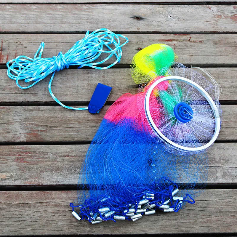 

Colorful 3.6m 2.4m 3M Fishing Casting Net American Cast With Sinker Small Mesh Trap For Fish Network Goods Easy To Throw