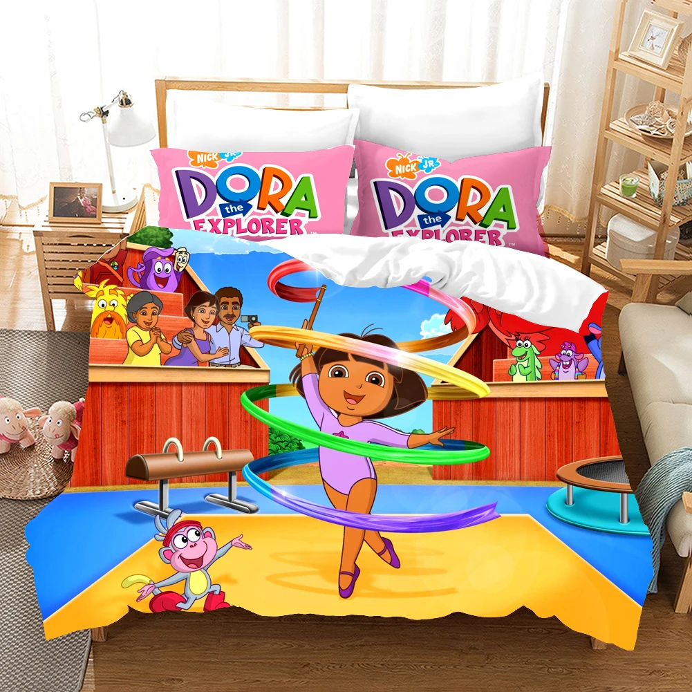 

Set Girl Fashion 3D Print Comforter Luxury Queen King Single Duvet Cover Cartoon Kids Dora Bedding Set Home Textile Decor Modern
