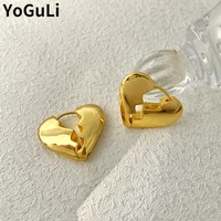 modern jewelry geometric heart earrings 2022 new trend popular style golden silvery color drop earrings for women party gifts