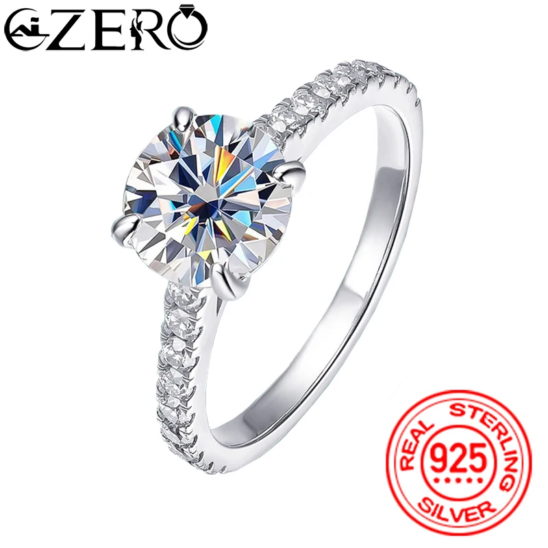 

ALIZERO 3 Carat 9mm D Color All Moissanite Rings 100% 925 Sterling Sliver Ring For Women Wedding Engagement Band Fine Jewelry