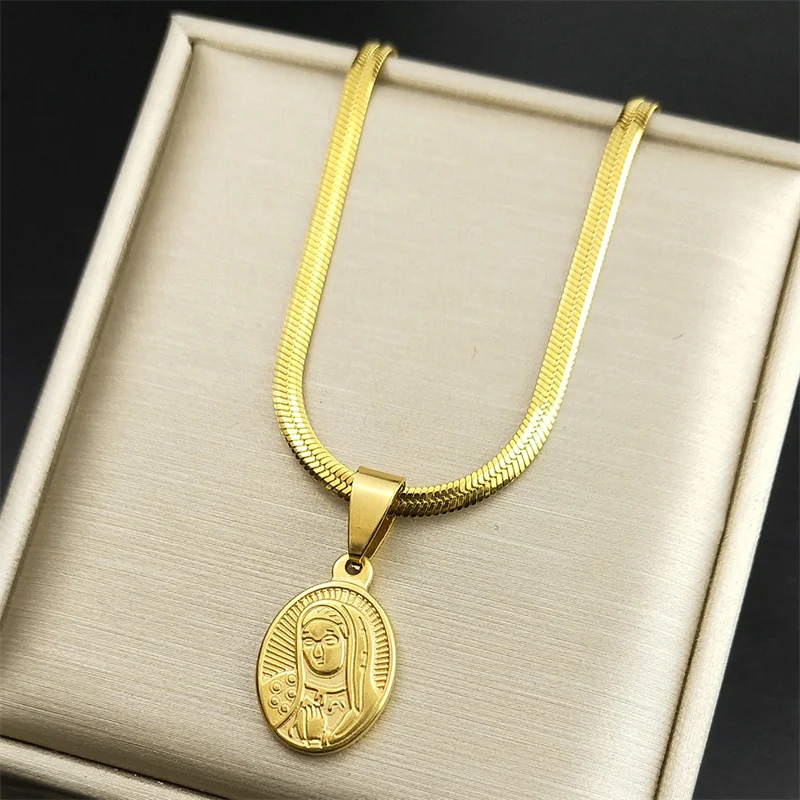 Ожерелье с подвеской Дева Мария из нержавеющей стали