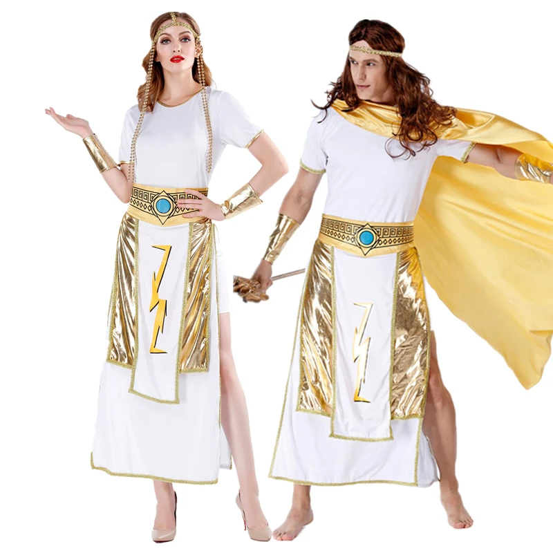

Halloween Couples Egyptian Pharaoh Cleopatra Queen King Cosplay Costume Carnival Party Neptune Mermaid Fancy Dress