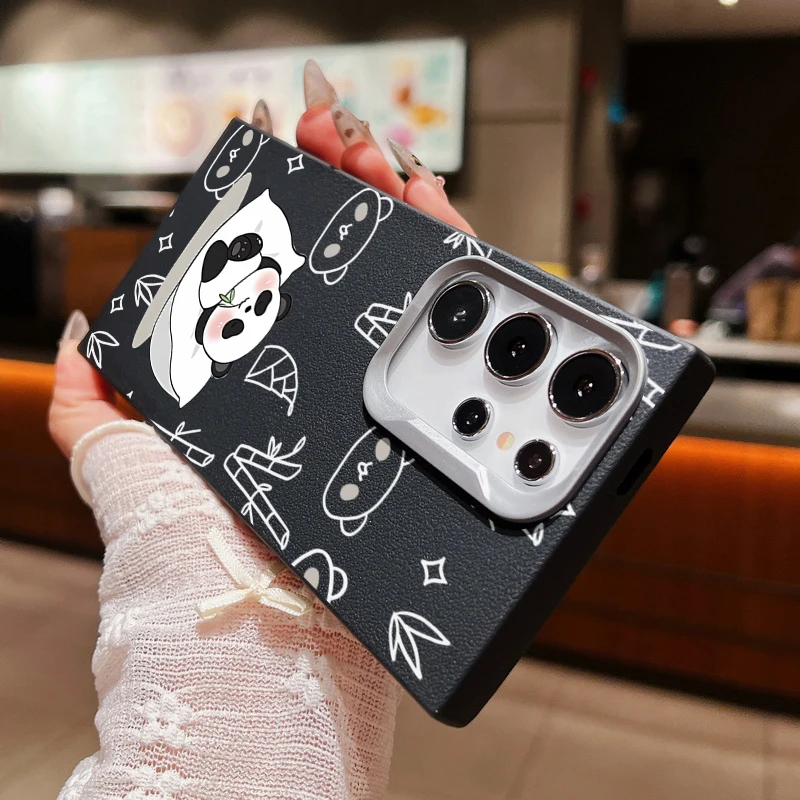 Чехол Lying Down Panda для Samsung Galaxy A55 A54 5G A35 A25 A15 A16 A52 A53 A14 A34 S20 S21 FE S22 S23 S24 Ultra Leather Texture