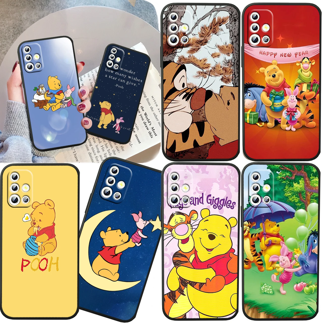 

Cool Disney Winnie Bear For Samsung A04S A81 A91 A71 A51 A41 A31 A12 A21S A01 4G 5G Silicone Soft Black Phone Case