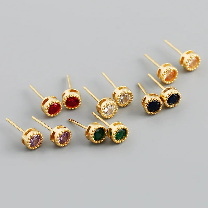 

OLIVINE 2022 New Arrivals Fine S925 Sterling Silver Cubic Zirconia Studs Earrings Minimalist 14K Plating Evening Pircing Jewelry