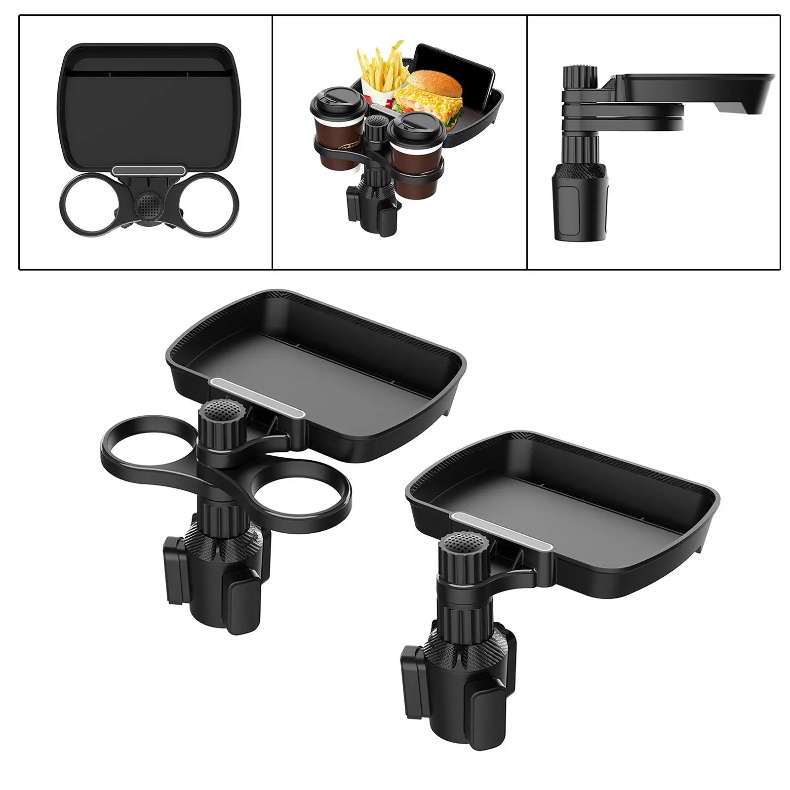 

Car Cup Holder Expander with Food Tray 360 Degrees Rotatable for Drinks