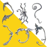 ear cuff 925 sterling silver clip earrings for women mens punk gothic dragon eagle octopus animal ear clips party jewelry gifts