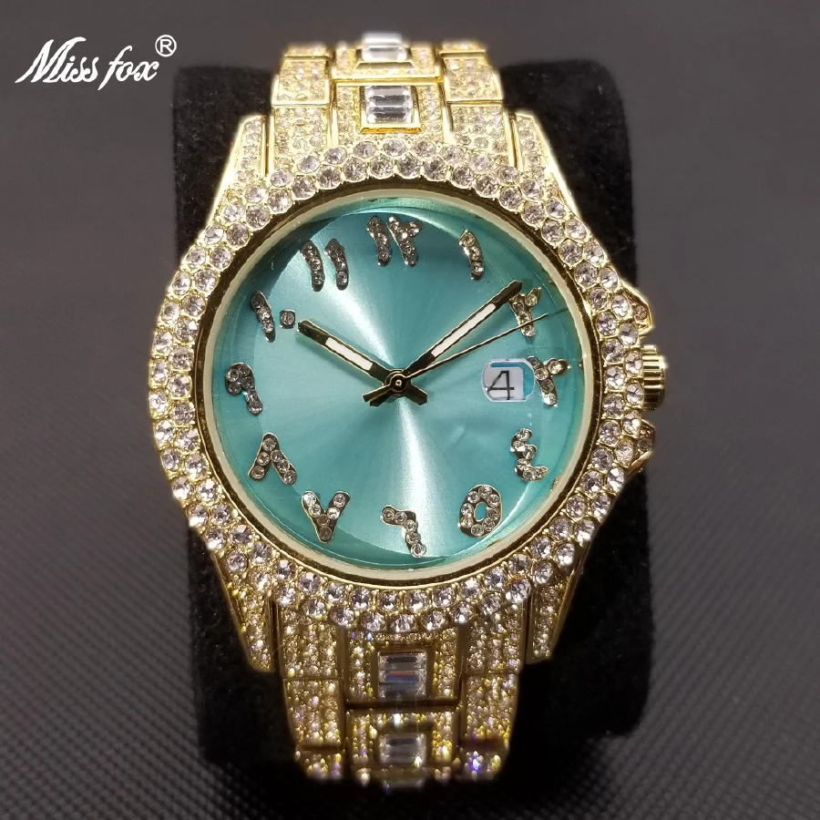 

HOT Ice Out Montre Homme Luxury Watches For Men Fully Moissanite Quartz Watch Hip Hop Waterproof Stainless Steel Male Clock New