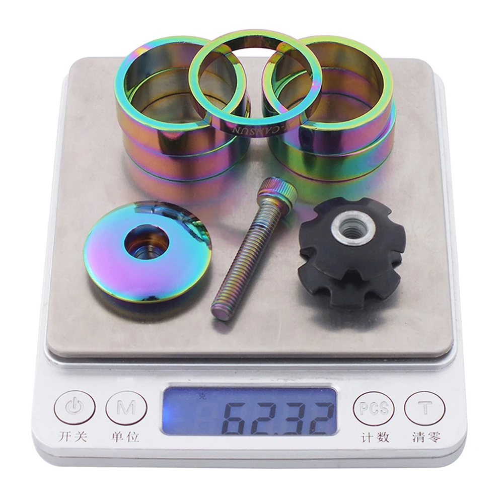 

Headset Spacer Front Fork Washer Light Weight 8 Pieces Aluminum Alloy + Steel Bike Screw Durable And Practical