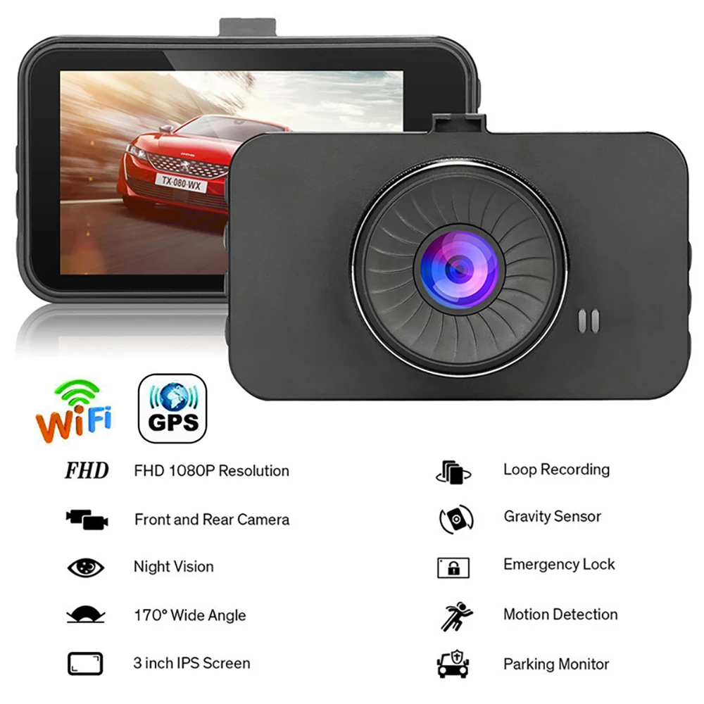 

Car DVR WiFi Full HD 1080P Dash Cam Rear View Camera Night Vision Mirror Video Recorder Black Box Dashcam GPS Parking Monitor