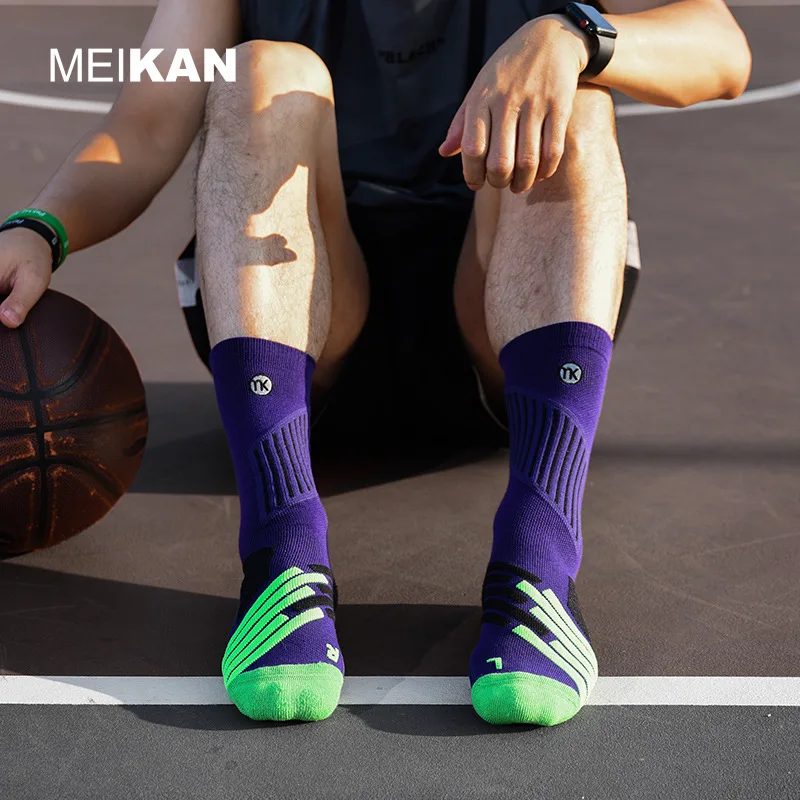 Elite Professional Men's Sports Socks for Basketball Quick Dry Breathable Cushioning Marathon Running Socks Climbing Fitness