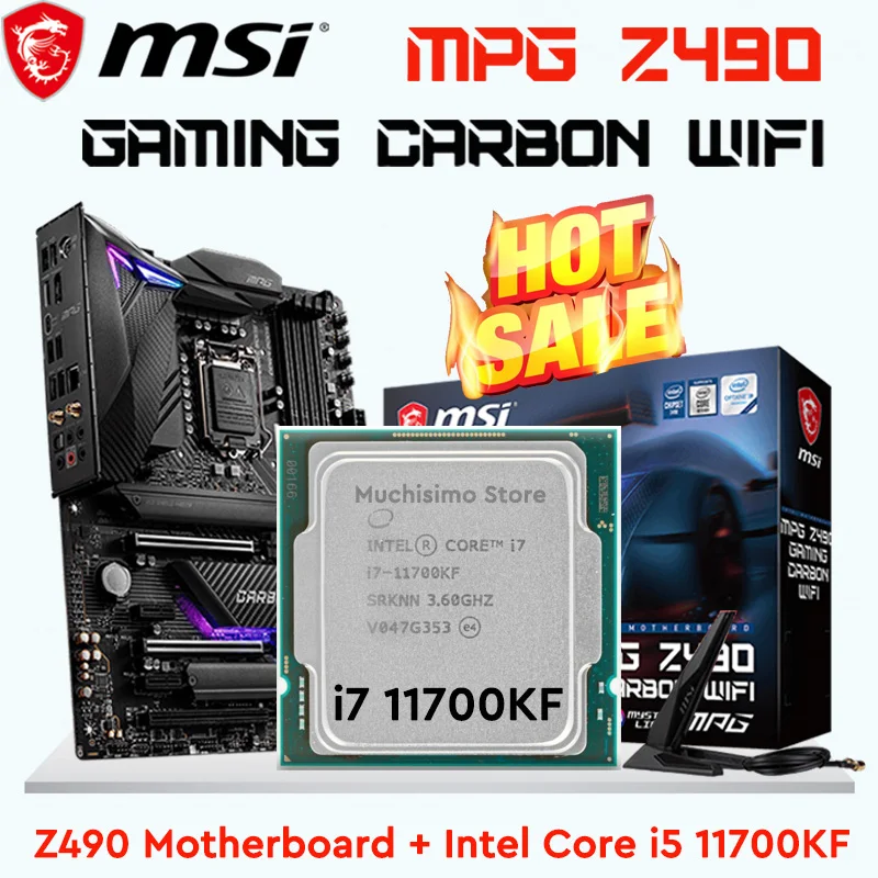 Процессор Intel Core 7 11700KF Combo i7 LGA 1200 MSI Z490 GAMING CARBON материнская плата с WIFI Kit DDR4 128 ГБ 5 ГГц