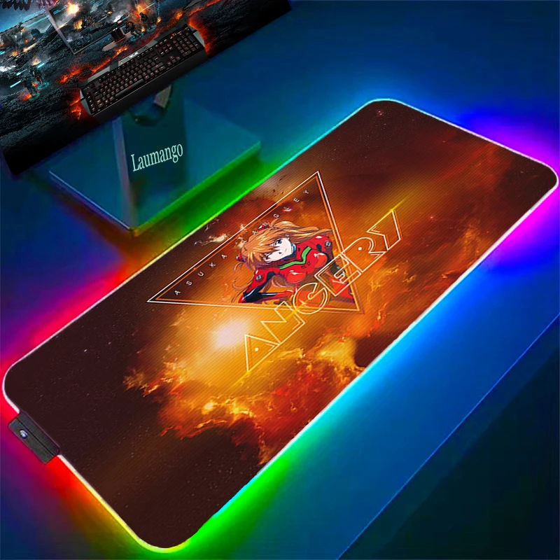 

RGB Computer Mouse Pad Gaming Evangelion Anime Xxl Mousepad Company Large Desk Accessories Gamer Carpet Deskmat Pc Mat Mausepad