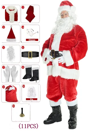 Новый костюм Санта-Клауса большого размера, роскошный классический комплект для ролевых игр на Рождество и вечеринку (Прямые продажи с завода)