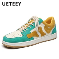 2022 spring new mens leather shoes low top casual sports skateboard shoe breathable student trendy color matching sneakers