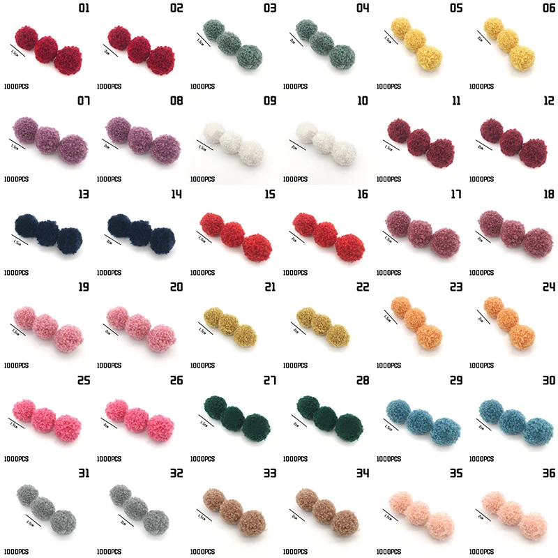 1000 шт. 1 5/2 см искусственное плюшевое искусство круглые однотонные аксессуары для