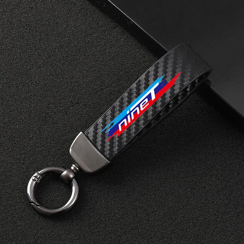

New fashion motorcycle carbon fiber leather rope Keychain key ring For BMW Motorrad R Nine T Pure Nine-T motorcycle Accessories
