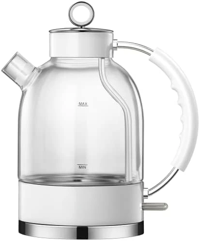

Glass Tea Kettle Gifts for Men/Women/Family 1.6L 1500W Borosilicate Glass Tea Heater, with Auto Shut-Off and Boil-Dry Protectio