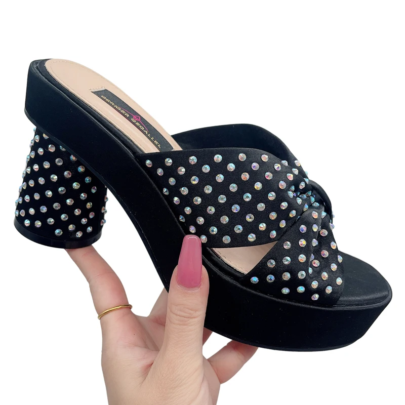 2023 Fashion Women Summer Autumn Skid-proof Square Toe Shoes Heels Italian Woman Wedding for Party Shoes