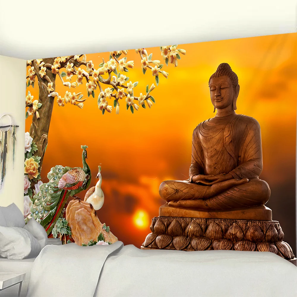 

Buddha Statue Tapestry Twin Hippie Wall Hanging Bedspread Throw Cover Bohemian Beach Mat Table Cloths Home Decor For Bedroom