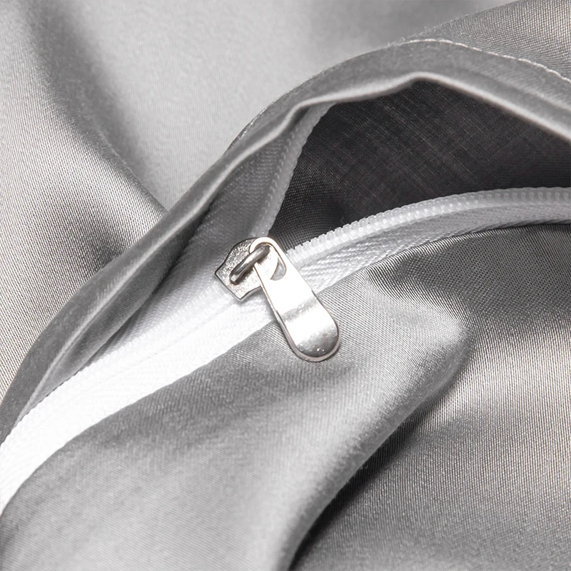 Серый комплект постельного белья из египетского хлопка роскошный однотонный