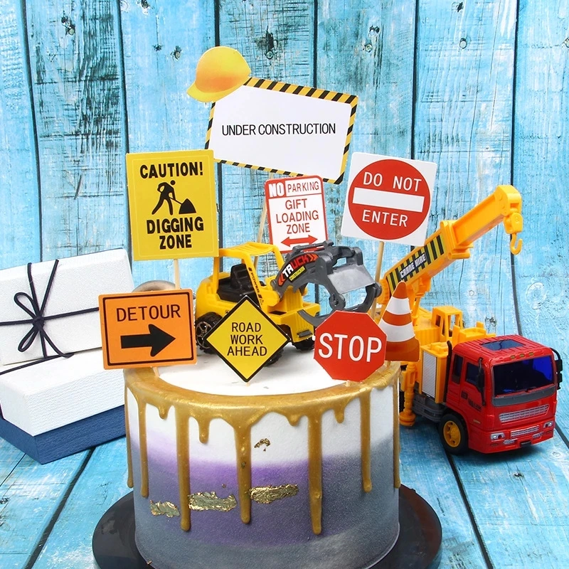 

Engineering Truck Cake Decoration Excavator Cake Topper Happy Birthday Party Decoration Child Boy Birthday Toy Cake Party Supply